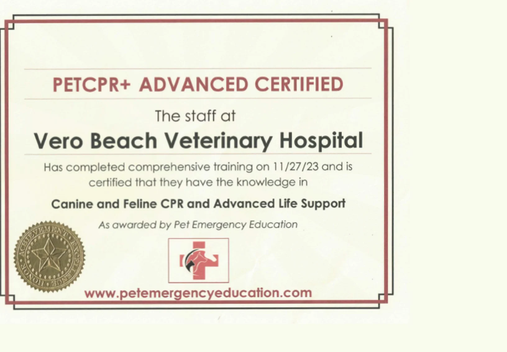 CPR certificate.